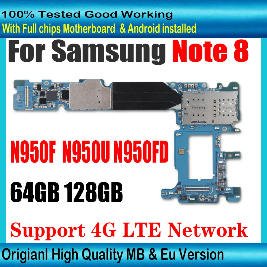 Оригинальная материнская плата для Samsung Galaxy Note 8 N950F N950U N950FD 64 ГБ 128