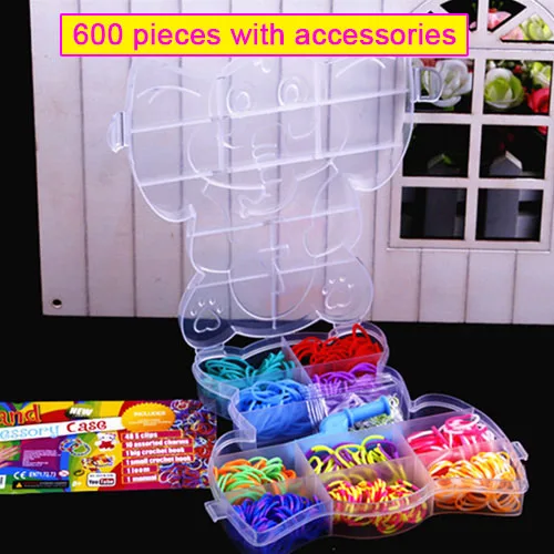 

600pcs Rubber Loom Bands Girl Gift for Children Elastic Band for Weaving Lacing Bracelet Toy Gum for Bracelets Diy Material Set