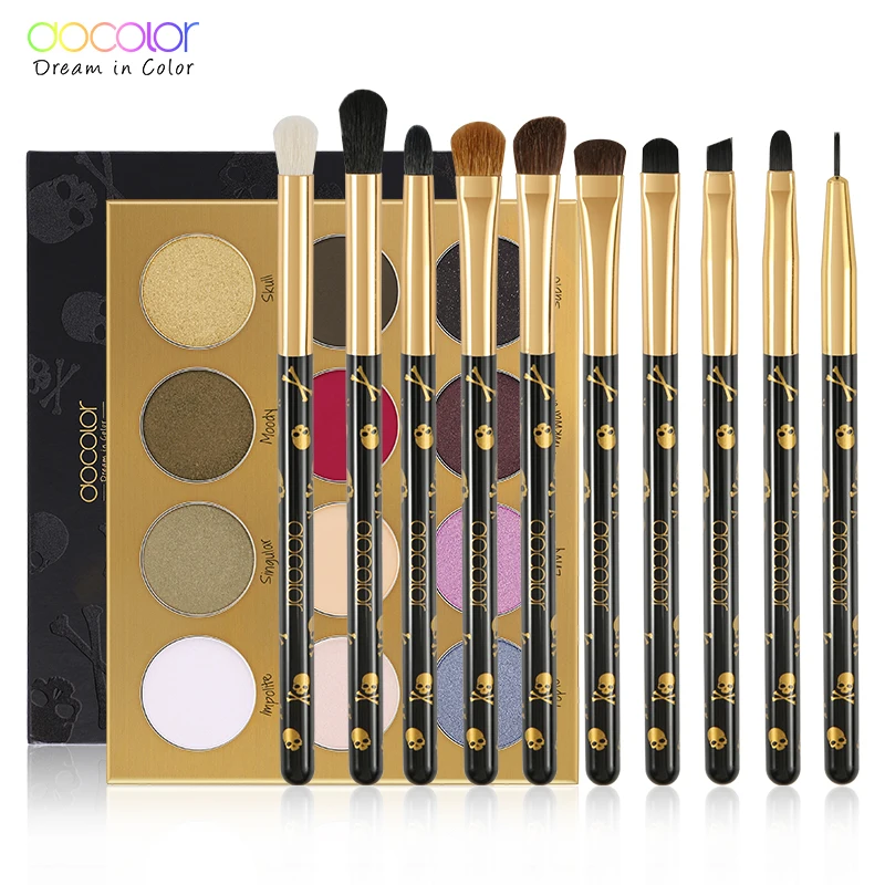 Docolor Pro палитра теней для век Матовая 12 цветов Мерцающая и 10 шт. набор кистей