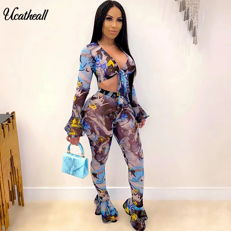 Комплект из двух предметов с оборками летний укороченный топ длинными рукавами +