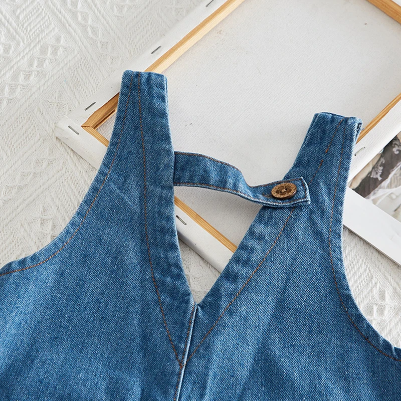Детский джинсовый комбинезон weLaken штаны с подтяжками в Корейском стиле для