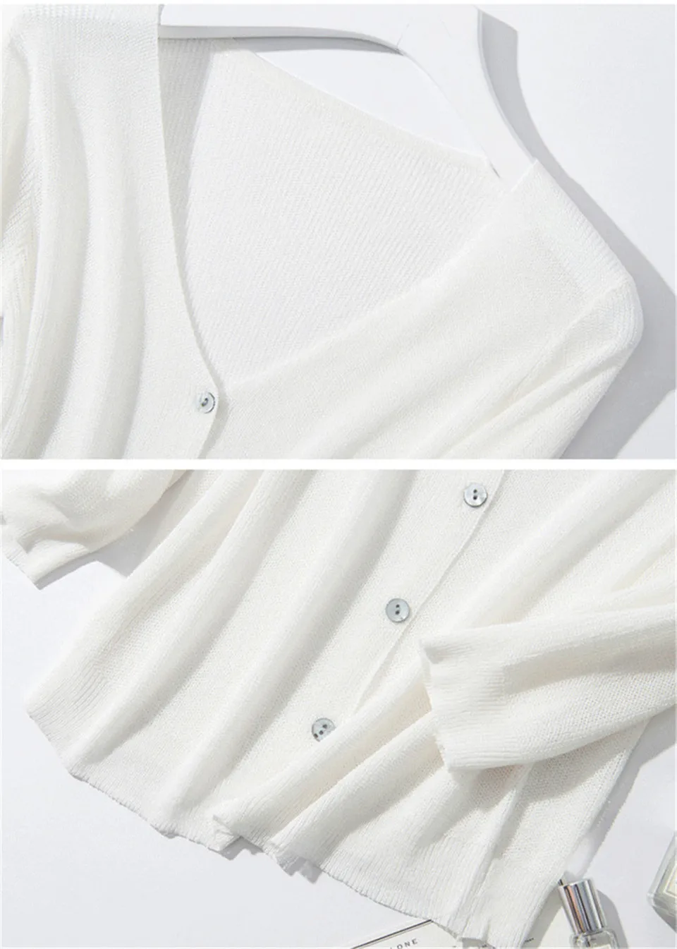 

Casual Women's Sweater Coat Bottom Spring and Summer New Silk Cardigan V- Collar Air Conditioning Shirt