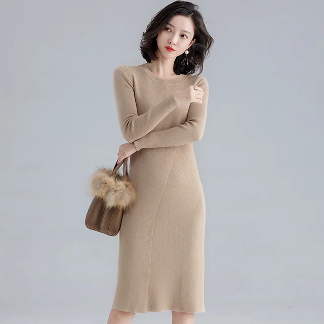 Осень зима 2020 кашемировый вязаный свитер с длинным рукавом женское облегающее