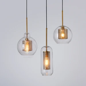 Современный подвесной светильник в стиле лофт, стеклянная лампа в форме шара, лампа для столовой, освещение для гостиной