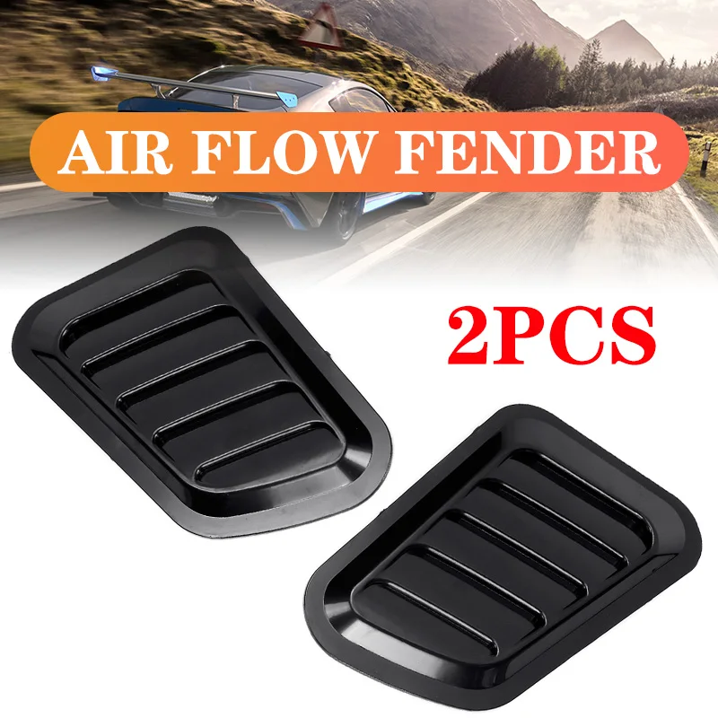 

2PCS Car Front Engine Cover Sticker Car Modified Decorative Hood Air Outlet Flow Fender Intake Scoop Turbo Bonnet Vent Cover