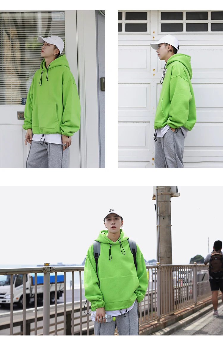 Autumn New Hoodie Men Fashion Solid Color Casual Cotton Hooded Pullover Man Streetwear Hip Hop Loose Sweatshirt Large Size M-5XL