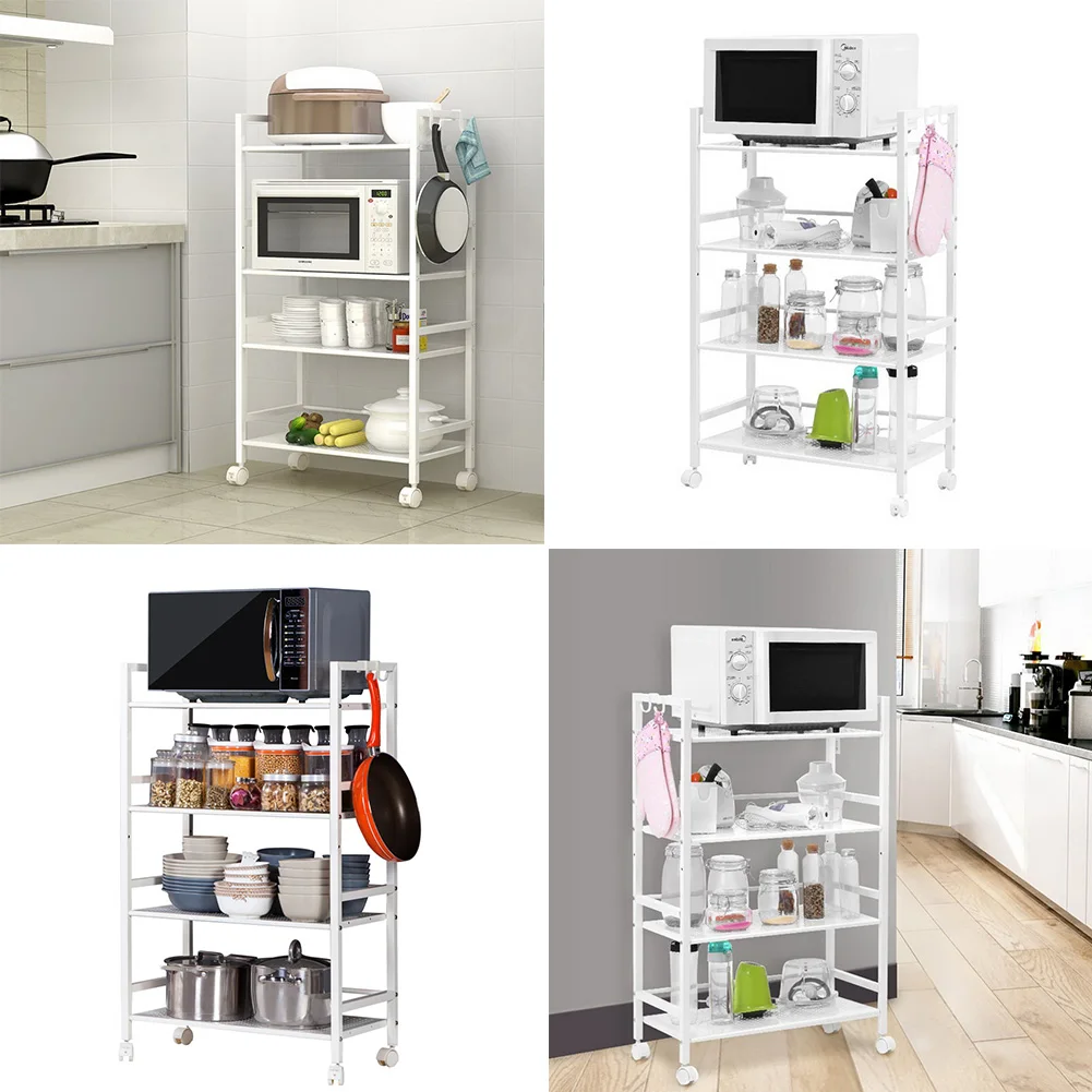 

4 Tiers Multiuse Storage Cart Shampoo Bathroom Kitchen Support Rack Shelf