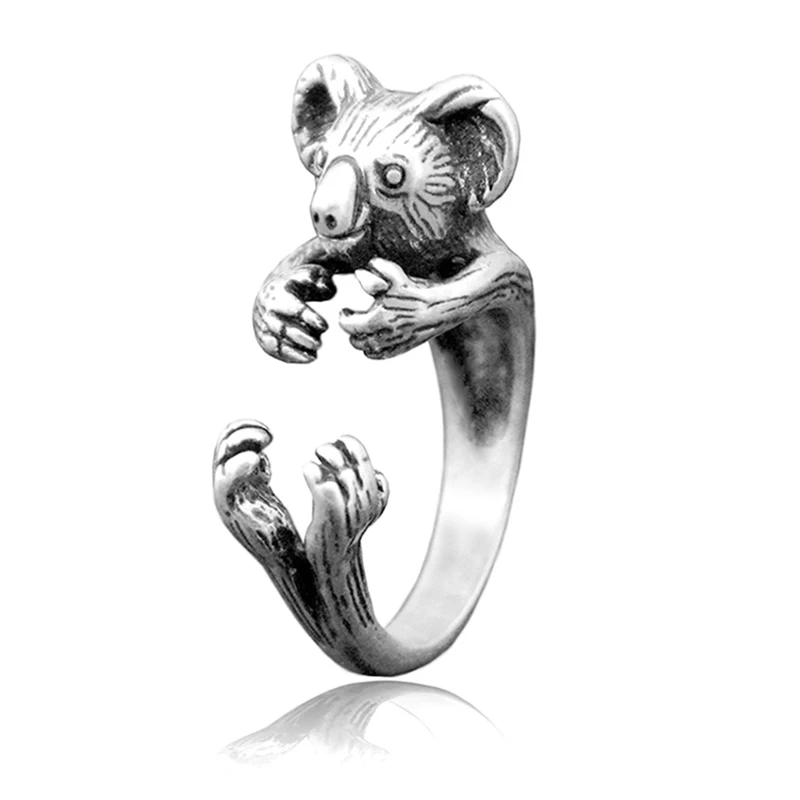 Ретро латунный сустав 3D миниатюрный коала медведь кольцо для мужчин ювелирные