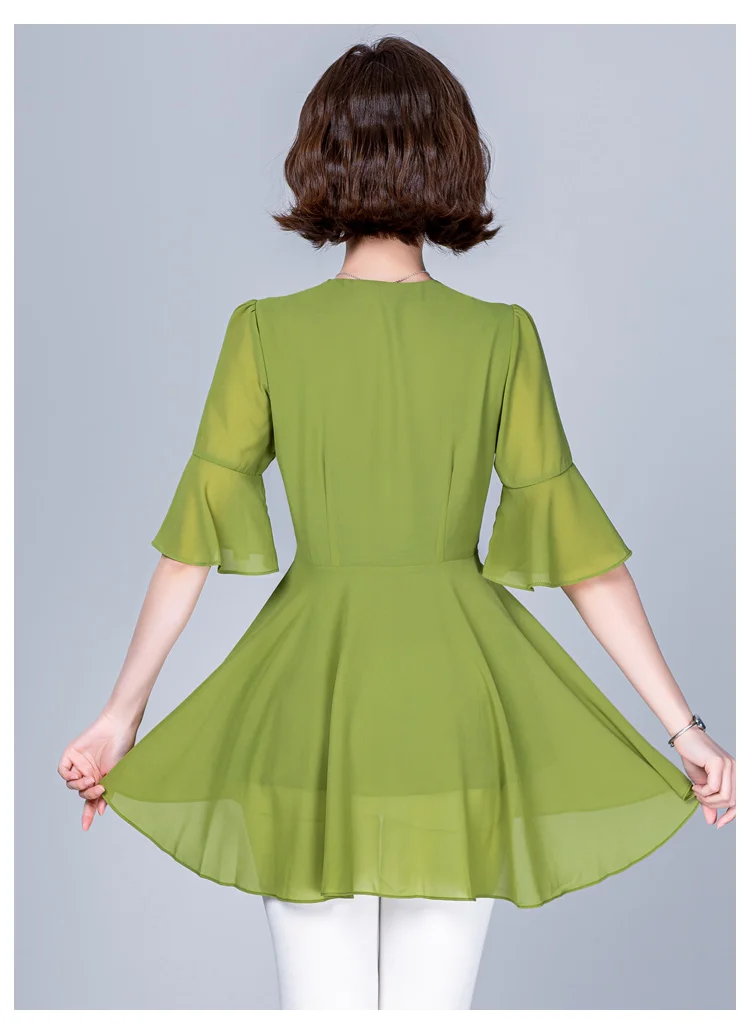 

Houthion New Shirt Half Sleeve Blouse V-neck Korean Comfortable Fashion Blouses Summer Sexy Bow Wire Leisure Tops