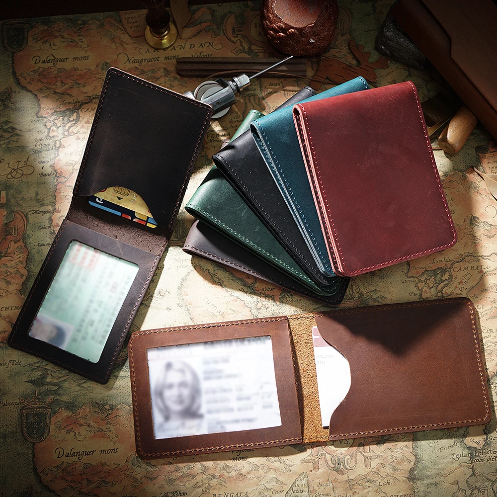 

100 pieces / Lot Genuine Leather Man Driver's License Cover Crazy Horse Leather Sheath Concise Ancient Design Fashion Recommend