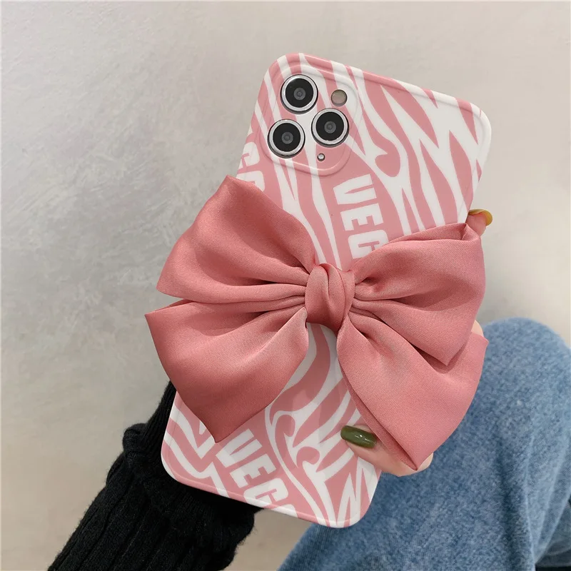

3D Cute Bow Phone Case for iPhone 12 11pro Max XR X XS XS Max 7 8 plus SE Lovely Horse Pattern Female Phone Back Cover