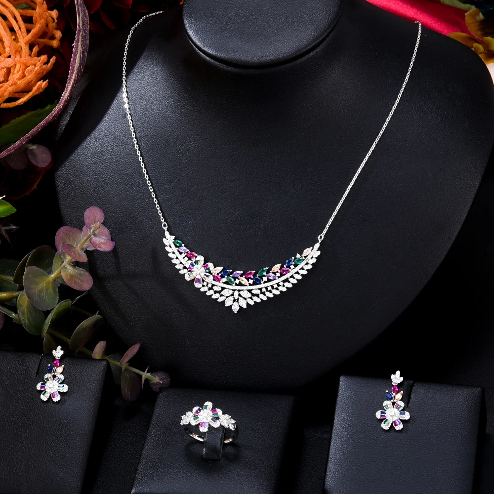 

GODKI Royal flower Charms 4PCS Bracelet Ring Necklace Earring Set For Women Wedding Party Cubic Zircon CZ Dubai Bridal Jewelry