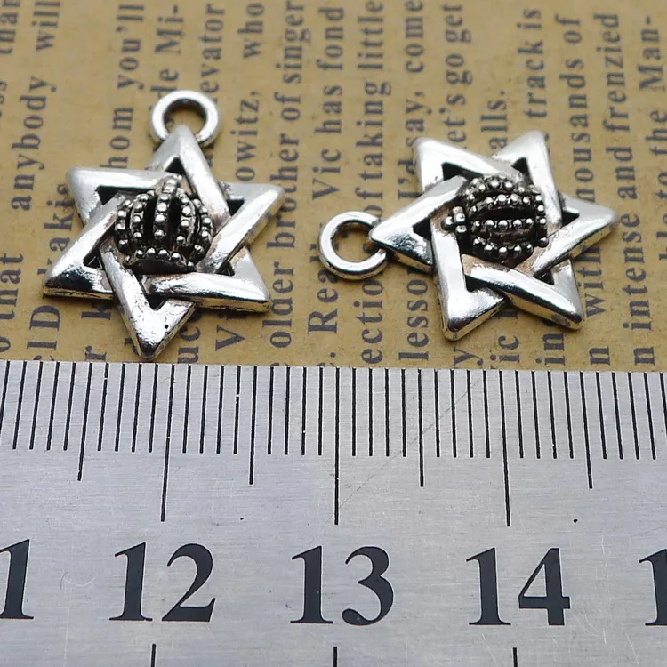 Дизайнерские Корона подвеска гексаграмма Подвески старинное серебро Цвет 20x15 мм