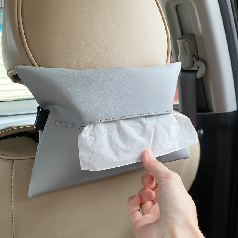 

Car Tissue Box Car Sun Visor Tissue Box Multi-function Car Supplies Toilet and living Room Hanging Paper Box Leather Storage Bag