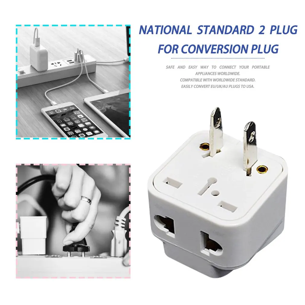 

in Stock! 2 pin AC American USA Power Plug Adapter Travel Converter Australia UK USA EU Wholesale Hot New Free shipping