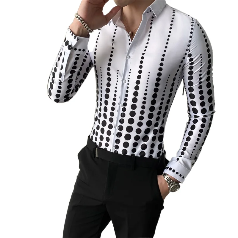 

Рубашка мужская с длинным рукавом, шелковая атласная Блуза с цветочным принтом, облегающая повседневвечерние вечерняя одежда, 2020