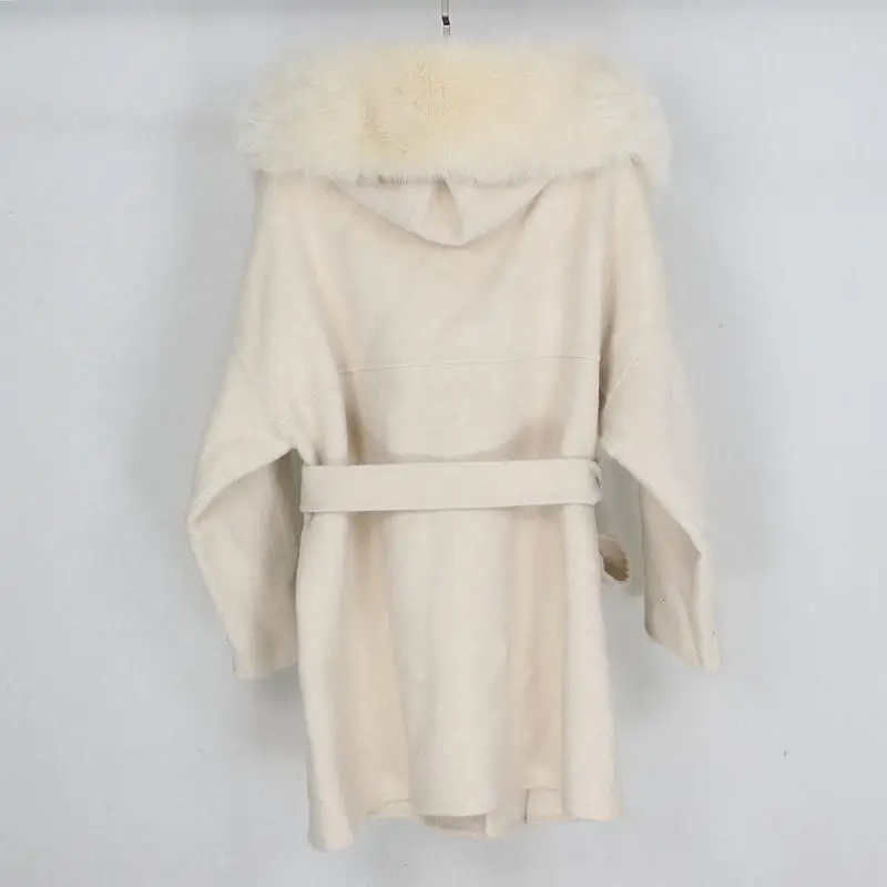

ZITY 2020 Real Fur Coat Winter Jacket Women Loose Natural Fox Fur Collar Cashmere Wool Blends Outerwear Streetwear Oversize
