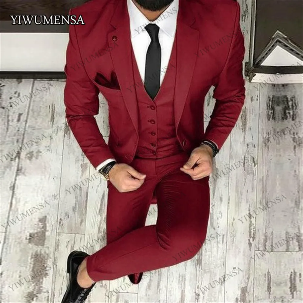 YIWUMENSA мужской модный комплект из 3 предметов приталенные мужские костюмы для