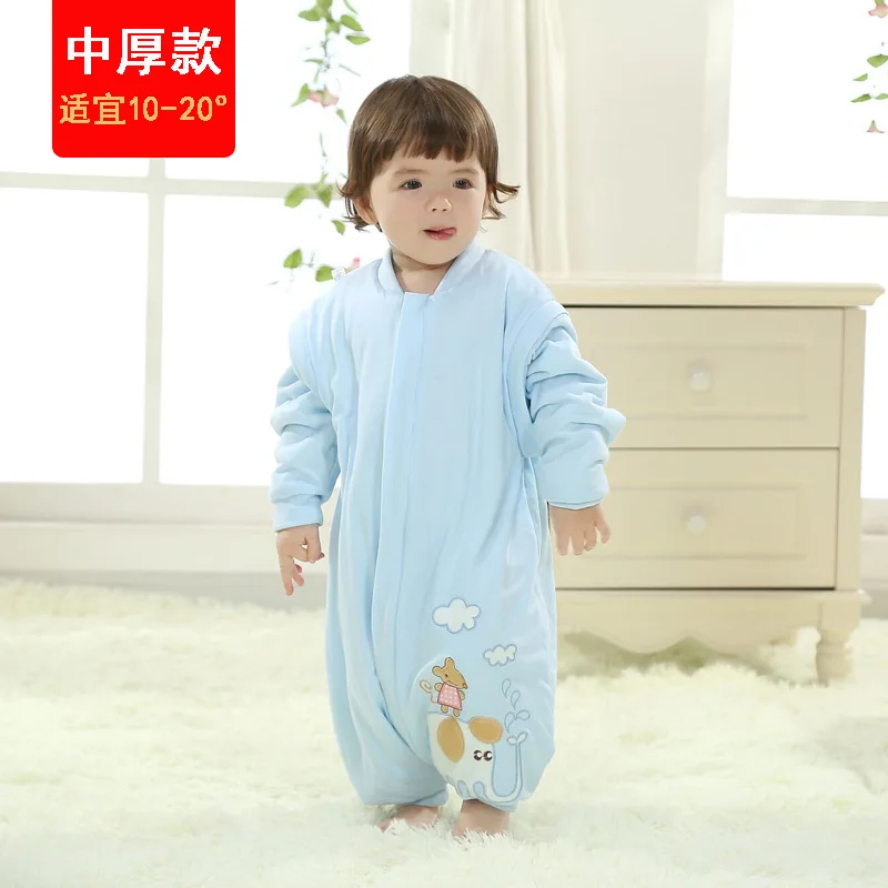 Blue(Thin) Детские спальные мешки с мультипликационным рисунком; теплый комбинезон для детей; хлопковый спальный мешок для малышей; Удобный спальный мешок; сезон осень-зима - Цвет: Blue(Thin)