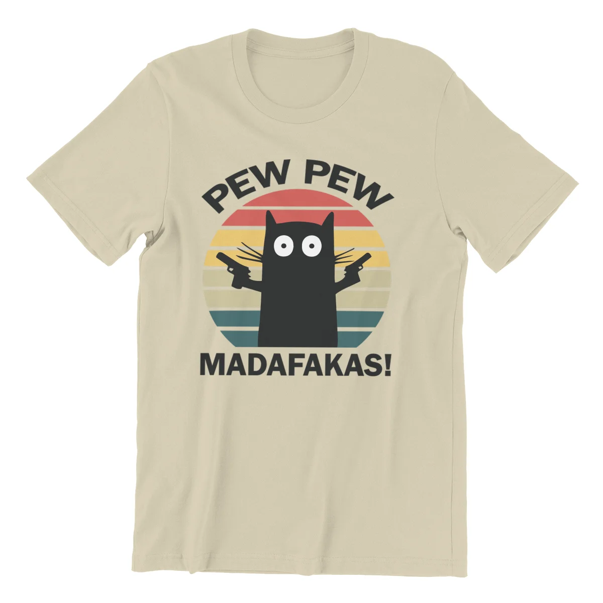

Pew Pew Madafakas Retro classic Funny Cat New Summer 100% Casual loose Cotton design Wholesale T-Shirts 164583