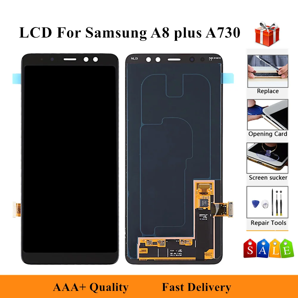 

LCD Display For Samsung Galaxy A8 Plus 2018 A730 A8+ A730F A730F/DS A730X A730G Touch Screen Digitizer Assembly + Tools