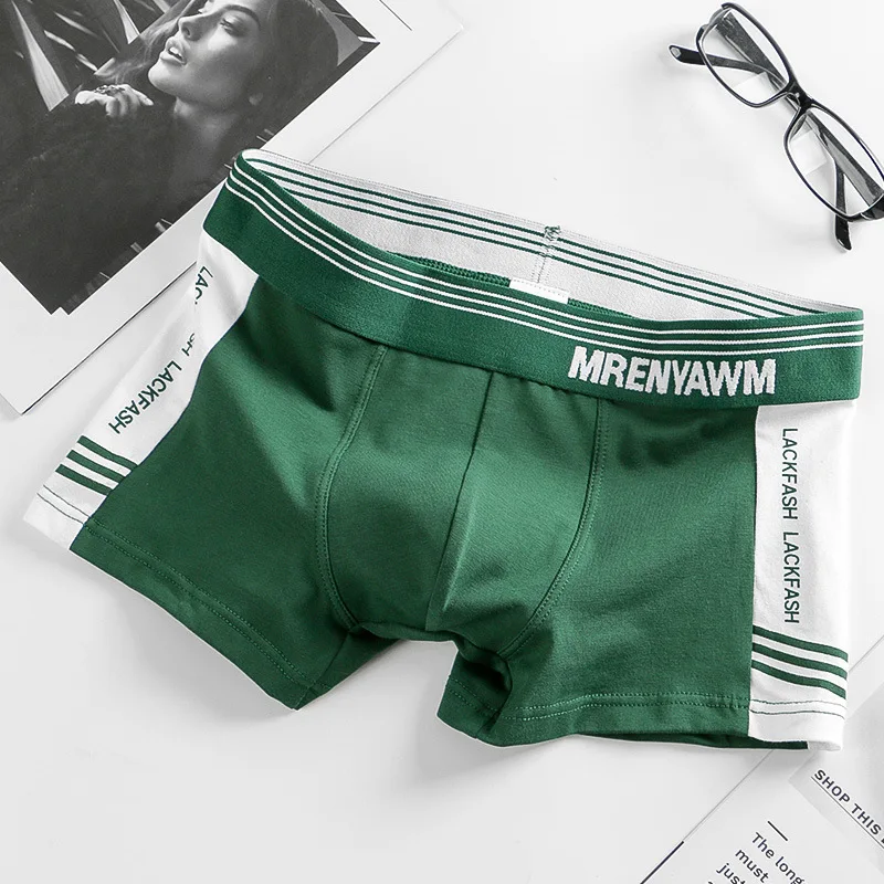 

Men's underwear men's solid color cotton boxer briefs personality breathable boxer shorts boys trend summer