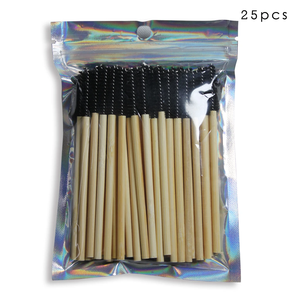 Бамбуковая ручка для ресниц 25 шт. палочка макияжа щеточка наращивания тушь