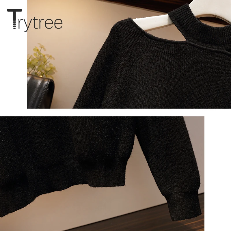 Trytree осень зима комплект из двух предметов Повседневная водолазка Однотонный
