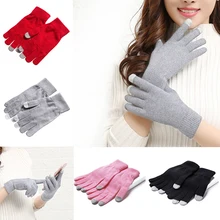 Women's Winter Gloves Thicken Warm Knitted Stretch Windproof Imitation Wool Full Finger Outdoor Spor