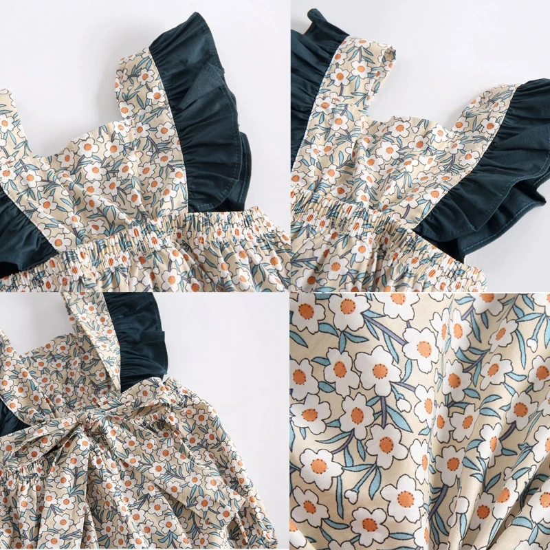 

Floral Print Ruffle Baby Rompers Backless Sleeveless Onesies Cute Bodysuit Cotton Newborn Toddler Infant Outfits Summer Clothes