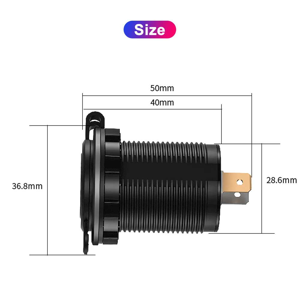 

Car 12V socket USB 24V 36W QC 3.0 2 USB Charger car Socket Touch Switch Waterproof Universal Car Truck Charging Socker for Phone