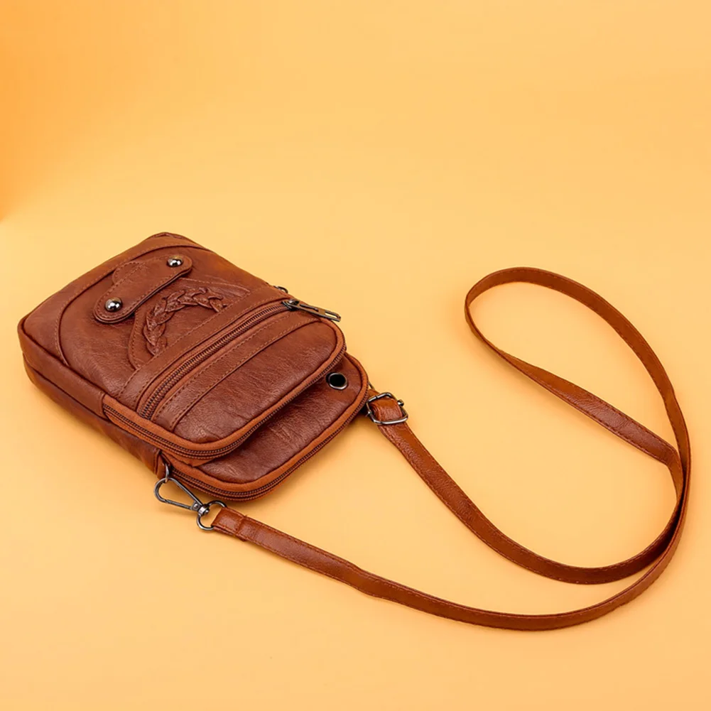 

Women Solid Color Zipper Mini Handbag Purse Crossbody Bag Soft PU Shoulder Bag Solid Color Messenger Daily Supplies