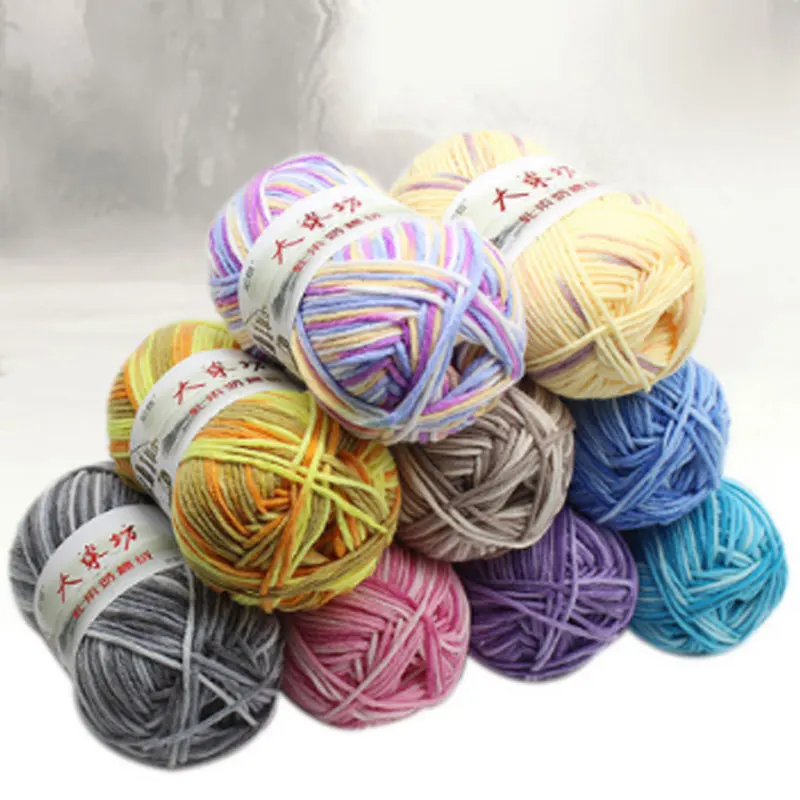 

50 G High Quality Baby Cotton Cashmere Yarn For Hand Knitting Crochet Worsted Wool Thread 5 Shares Colorful Eco-dyed Needlework