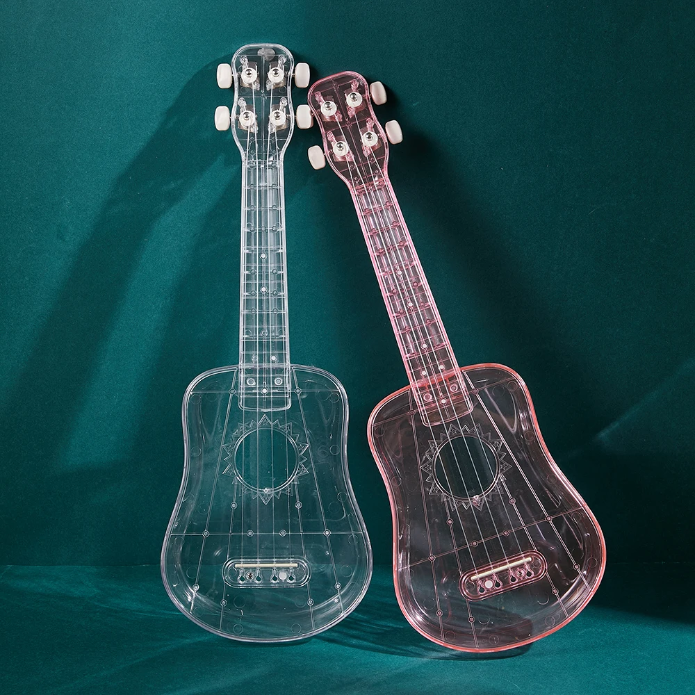 

21-inch Transparent Ukulele Integrated Molding Portable Carbon String Uke with Spare Strings Cleaning Cloth Pick for Beginners