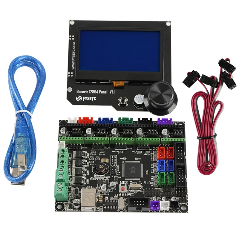 Комплект материнской платы для 3d принтера Mks Gen L + 12864 Rgb V1.1 ЖК дисплей ЧПУ Ramps Cheetah F6