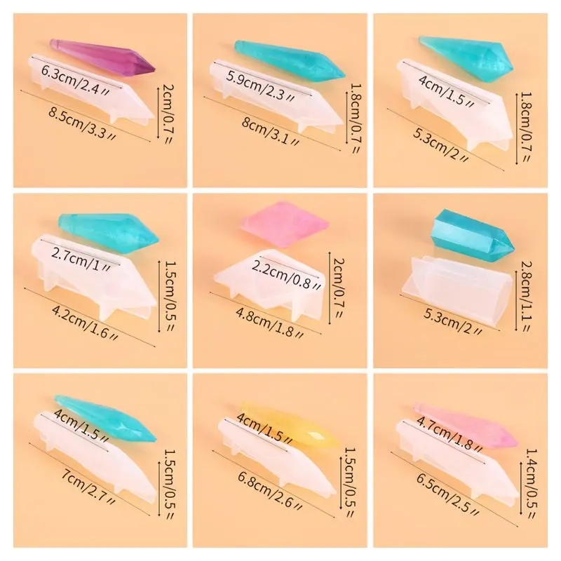 

18Pcs/Set Resin Pendulum Molds Flexible Silicone Quartz Crystal Molds for Resin Jewelry Pendant Decoration DIY Making Tool