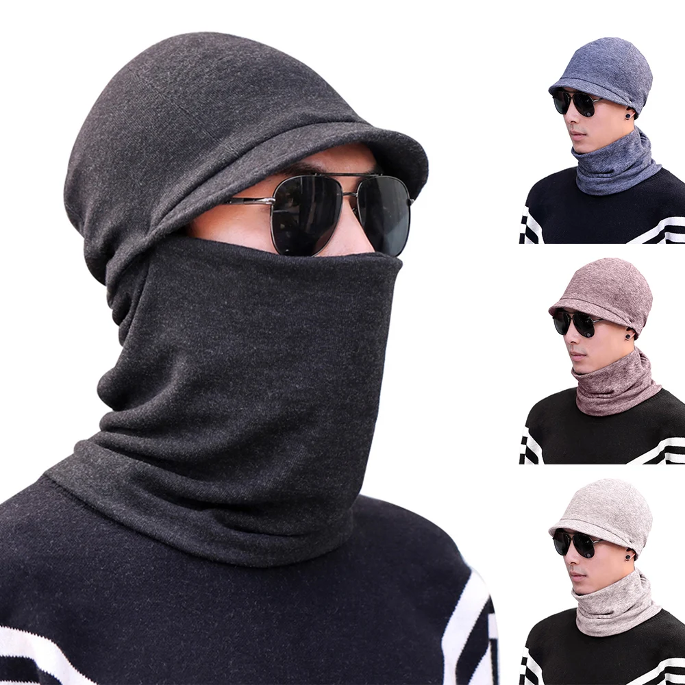 Мужская теплая зимняя шапка маска для лица холодной погоды Обложка шейный шарф