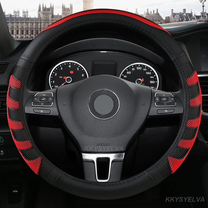 

Кожа Чехол рулевого колеса автомобиля 38 см для VW Touran Golf Gti Polo Sedan Passat Santana Jetta Tiguan Gol Sagitar CC автостайлинг