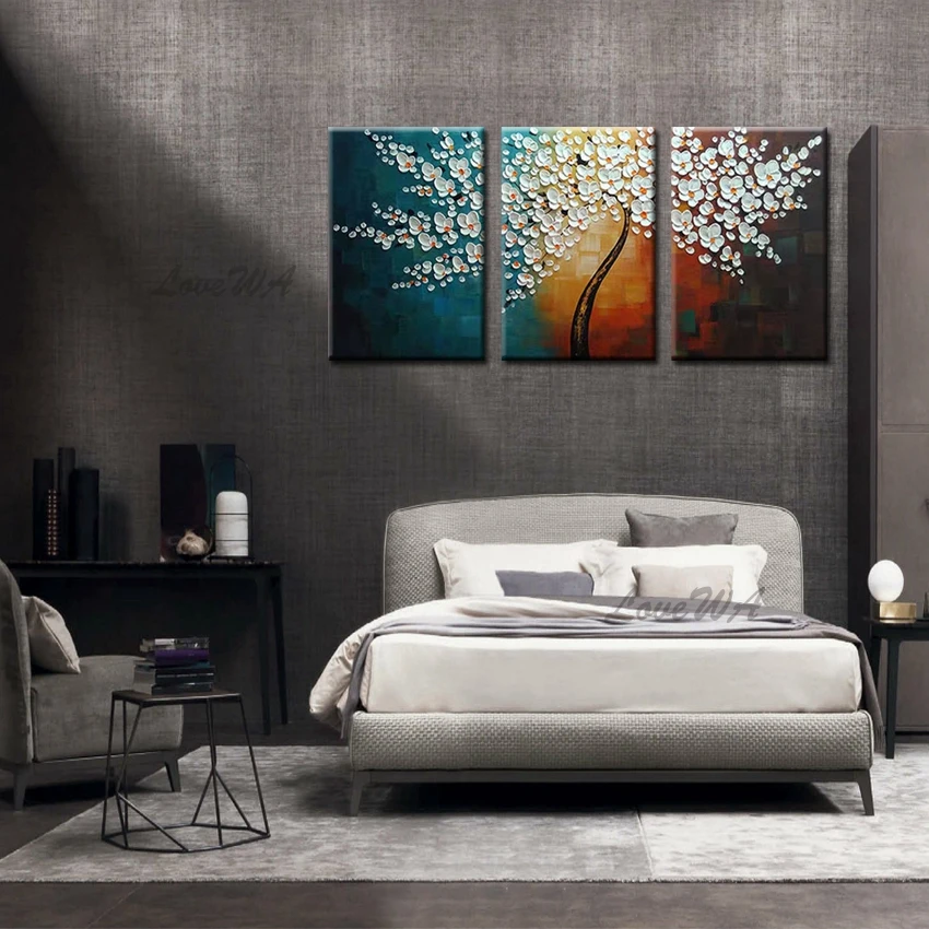 Палитра ножей цветок художественная картина маслом 3 панели абстрактная ручная