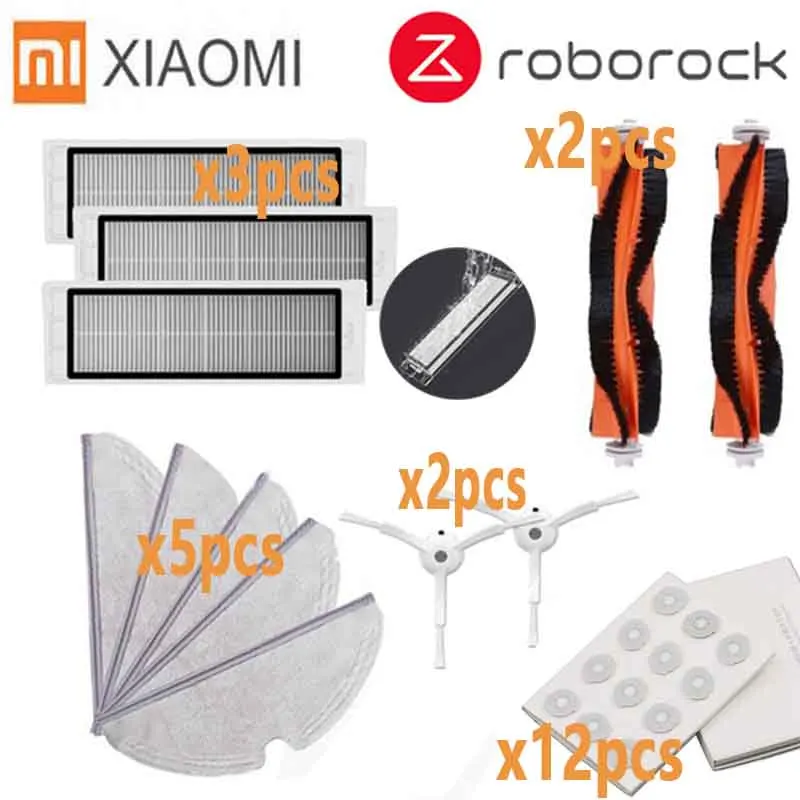 24pcs-lot Основная щетка hepa фильтр, боковая щетка Швабра Ткань подходит для xiaomi вакуум 2 roborock s50 аксессуары xiaomi mi робот Замена - Цвет: 24pcs-lot