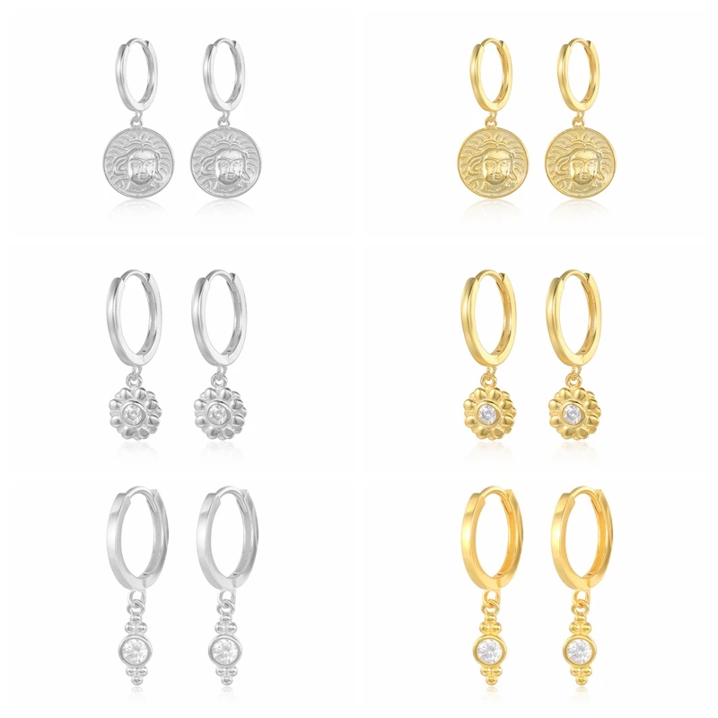 

Aide Pendiente плата S925 стерлингового серебра серьги в виде колец, для Для женщин круглый Pendientes циркон серьги Huggie серьги ювелирные изделия Joyero под...