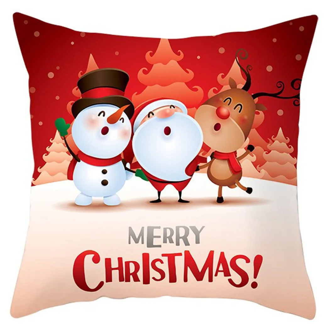

Pillow Case Merry Christmas Red Series Cushion Cover Throw Pillow Case Festive Elk Snowflake Santa Claus Cushion Cover