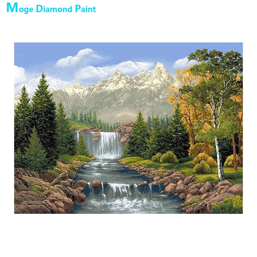

Лес водопад река Алмазная картина живописный круглый полный дрель Nouveaute DIY мозаика вышивка 5D Вышивка крестом домашний декор подарки