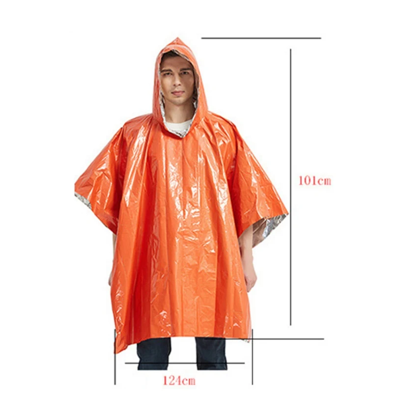 

Emergency Raincoat Aluminum Film Disposable First Aid Blanket Survival Rescue Raincoat Emergency Set