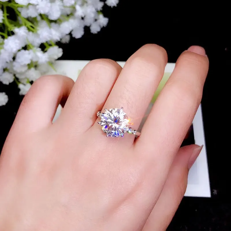Ювелирные изделия CoLife 3ct Moissanite кольцо для свадьбы 9 мм круглое серебряное