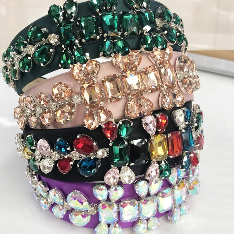 Ободок для волос Barqoue женщин и девочек большие стразы стеклянный |