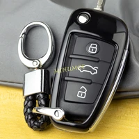 flip car key chain fob case cover ring for audi q3 q7 a1 a3 s3 tt black