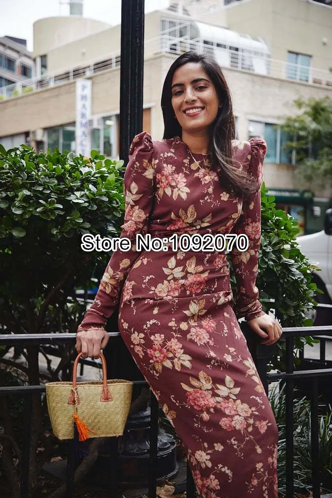 Женское платье в винтажном стиле шелковое сепиа-тонированное с цветочным