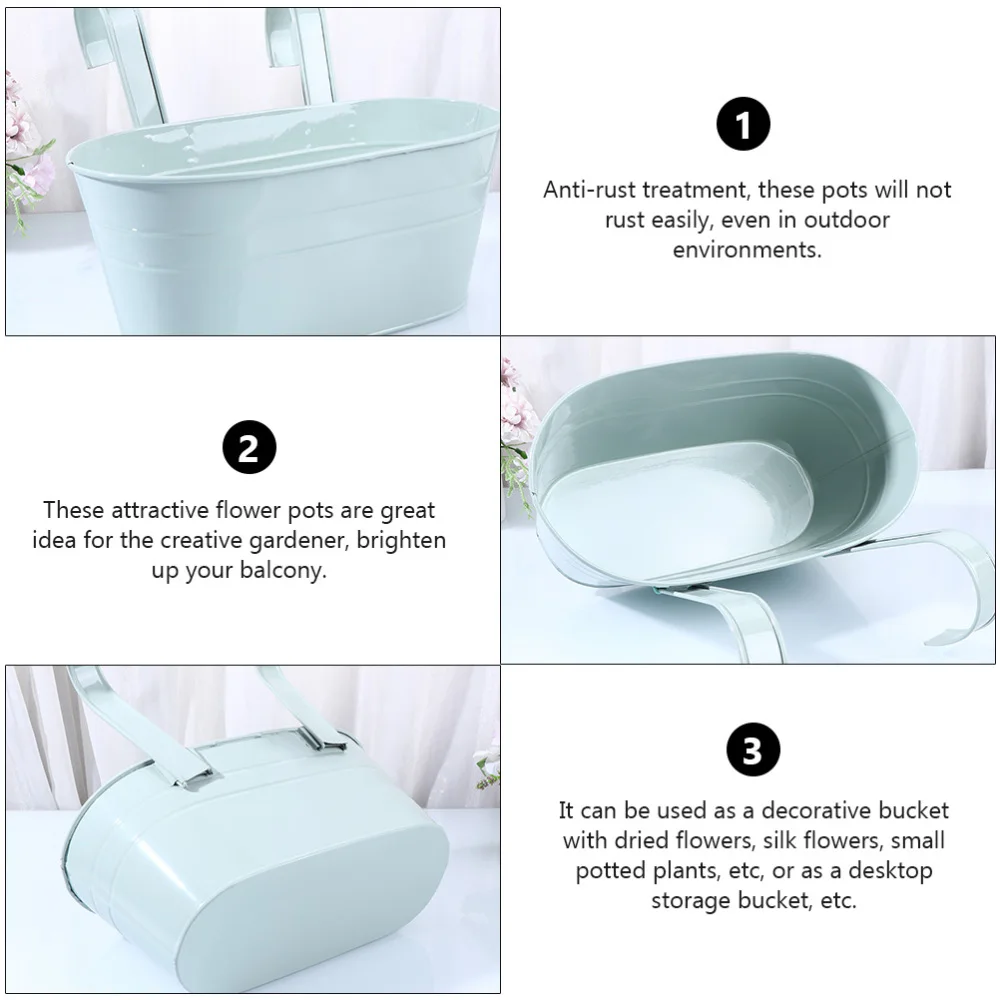 

2pcs Detachable Hook Flower Bucket Double Hook Hanging Bucket Iron Bucket