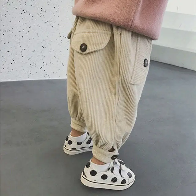 

2021 Children's Trousers For Boys And Girls In Autumn And Winter Clothes Children's Corduroy Pants Wear Bloomers Trousers